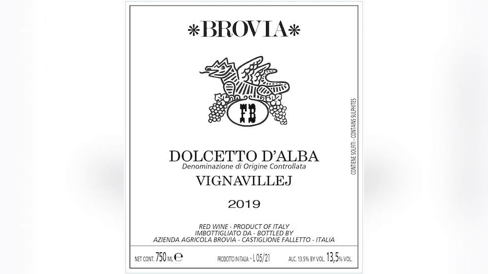 2019 Brovia Dolcetto d'Alba Vignavillej